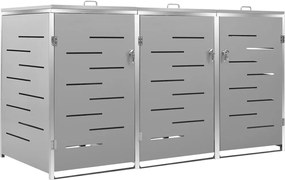 vidaXL acél tároló három gurítható szemeteskukához 207x77,5x112,5 cm