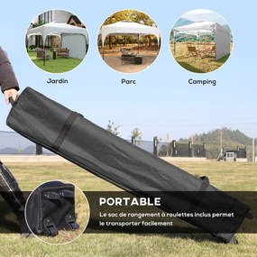 Outsunny Kerti Sátor Összecsukható 3 x 3 x 2,65 m Oldalfallal + Szállítótáska Acél Oxford Anyagban, Fehér | Aosom