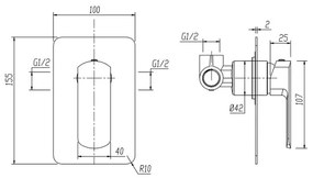 Sapho - MIXONA falba süllyesztett zuhanycsaptelep, fényes króm