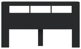 fekete szerelt fa LED-es fejtámla 180x18,5x103,5 cm