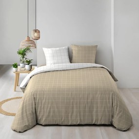 Fehér-bézs kétszemélyes pamut ágyneműhuzat 200x200 cm Cadria – douceur d'intérieur