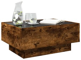 Füstös tölgy szerelt fa dohányzóasztal LED-del 70 x 50 x 30 cm