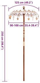 Balinéz Napernyő Krém (90-100) x 260 cm Pamut és tömör fa