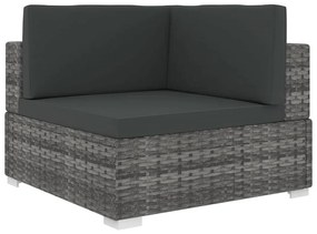 vidaXL 1 db szürke polyrattan moduláris sarokfotel párnákkal