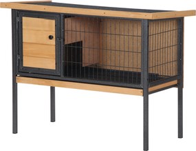 PawHut Fa Nyúlketrec Lábakon, Kültéri Lak, Rágcsálóknak és Tengerimalacoknak Nyitható Tetővel - méret: 91.5L x 45W x 70H cm | Aosom