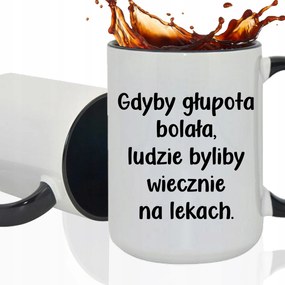 Bögre Fehér XXL Belső Fekete Nagy Kerámia Vicces Ajándék Fájdalom Hülyeség