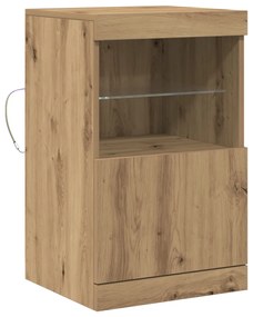 LED világítással ellátott oldalszekrény kézműves tölgy 41x37x67 cm