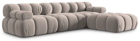 Világosbarna bársony moduláris sarokkanapé (variálható) Bellis – Micadoni
