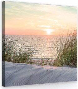 Vászonkép 40x40 Naplemente tenger tengerpart homok nyugalom természet pasztell