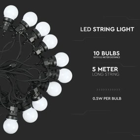 LED kültéri fényfüzér STRING 5m 10xLED/0,5W/230V IP44 3000K