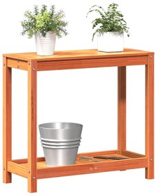 viaszbarna tömör fenyőfa ültetőasztal polccal 82,5 x 35 x 75 cm