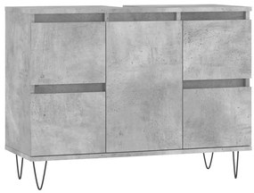 Betonszürke szerelt fa fürdőszobaszekrény 80 x 33 x 60 cm