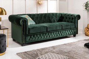 CHESTERFIELD zöld bársony kanapé