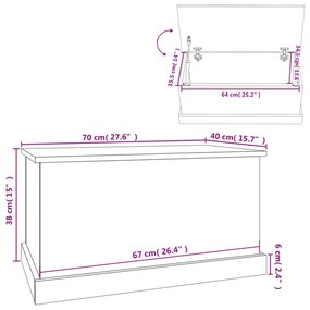 betonszürke szerelt fa tárolóláda 70x40x38 cm