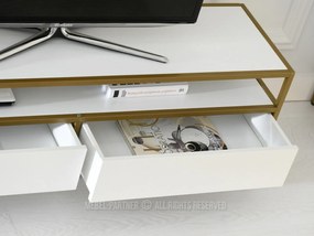 TV asztal/szekrény Soren Rtv (fehér fa + arany). 1111726