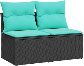 vidaXL 2 részes fekete polyrattan akácfa kerti ülőgarnitúra párnával