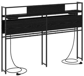 Tároló fejtámla polcokkal tárolóval Musta tammi 140 cm Faanyag