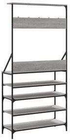 szürke sonoma ruhafogas cipőpolccal 90 x 34 x 184 cm