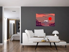 Kép - A Fuji-hegy illusztrációi (90x60 cm)