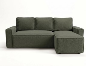 SMART BOUCLE L alakú kihúzható, megfordítható sarokkanapé 232x143 cm, sötétzöld
