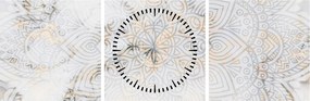 Egy fehér mandala képe (órával) (90x30 cm)