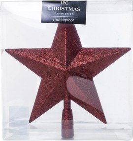 Bordó glitteres csúcsdísz 28.5 cm
