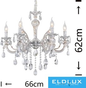 UNIVERSO Csillár 6 karos 6xE14 Max.40W D66x62cm fehér/arany