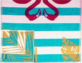 FLAMINGO GOLD Strandtörölköző türkiz 165x90cm