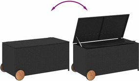 vidaXL fekete polyrattan kerti tárolóláda kerekekkel 190 L
