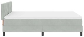 Boxspring Ágy Mattal &amp; LED Fény Világosszürke 160x200 cm Bársony
