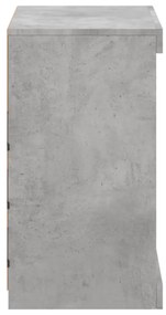 betonszürke tálalószekrény LED-világítással 60,5 x 37 x 67 cm