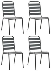 vidaXL 4 darab sötétszürke acél kültéri szék lécezett dizájnnal