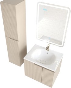 Piramida EURIDIKA fali fürdőszobabútor - műmárvány mosdóval -2 ajtós - PINO BÉZS - 65 x 48 x 53 cm