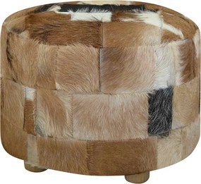 vidaXL kerek kecskebőr puff 50 x 50 x 45 cm