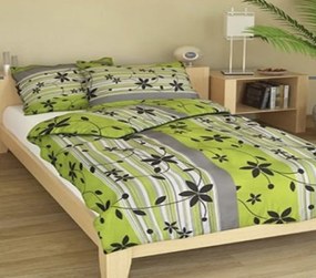 Krepp lapok Berlin zöld TiaHome - 1x Párna 90x70cm, 1x Paplan 140x200cm