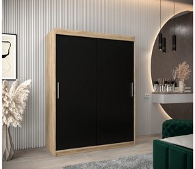 Ruhásszekrény 150 cm Toki (szonoma tölgy + matt fekete). 1064829