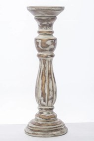 Provence koptatott barna-fehér műanyag gyertyatartó állvány 33x11x11cm