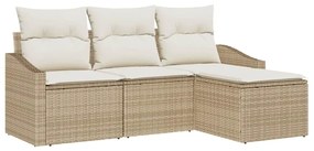 vidaXL Kanapé Szett párnával tárolóval 4 pcs Beige és krém polirattan