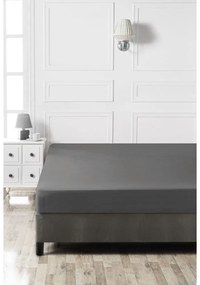 Antracitszürke gumis pamut lepedő 140x200 cm – Mijolnir