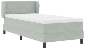 Boxspring Ágy Mattal Világosszürke 90x200 cm Bársony