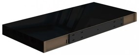 magasfényű fekete MDF lebegő fali polc 50 x 23 x 3,8 cm
