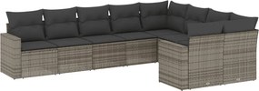 vidaXL 9 részes szürke polyrattan kerti ülőgarnitúra párnákkal
