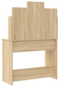 sonoma tölgy színű fésülködőasztal LED-lámpákkal 96x40x142 cm
