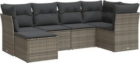 vidaXL 6 részes szürke polyrattan kerti ülőgarnitúra párnákkal