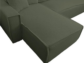 SMART BOUCLE L alakú kihúzható, megfordítható sarokkanapé 232x143 cm, sötétzöld