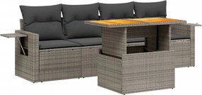 vidaXL 5 részes bézs polyrattan kerti ülőgarnitúra párnákkal