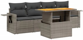 vidaXL 5 részes bézs polyrattan kerti ülőgarnitúra párnákkal