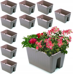 10x Virágtartó doboz 27,2 cm x 39,6 cm Rattan Mokka 13 L korlát