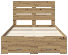 vidaXL Ágykeret fiókkal fejtámlával Artisan tölgy 135 x 190 cm Faanyag