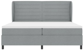 Boxspring Ágy Matrac Kép Barnás Szürke 200x200 cm Szövet